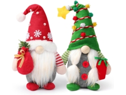 Juego de 2 gnomos navideños de peluche, muñecos de peluche con bandeja rústica para decoración del hogar o la mesa.