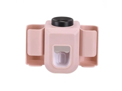 Portacepillos de dientes con dos agujeros, portapasta, accesorio de baño MDUG (rosa)