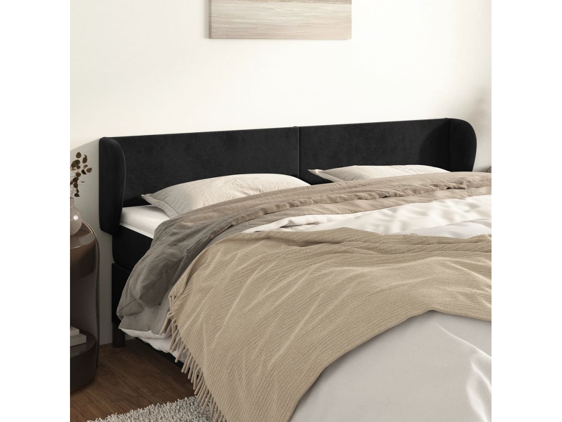 Cabecero de terciopelo negro 183x23x78/88 cm