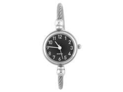 Reloj De Pulsera Analógico De Cuarzo Para Mujer Con Correa De Aleación Abierta (esfera Negra Con Números Arábigos).
