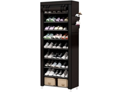 Armario Zapatero Zapatos Puerta Cremallera Bolsillos Laterales Home NYANA ABS Tecido Negro (160x88x30)