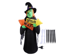 Decoración inflable de bruja de Halloween con enchufe iluminado