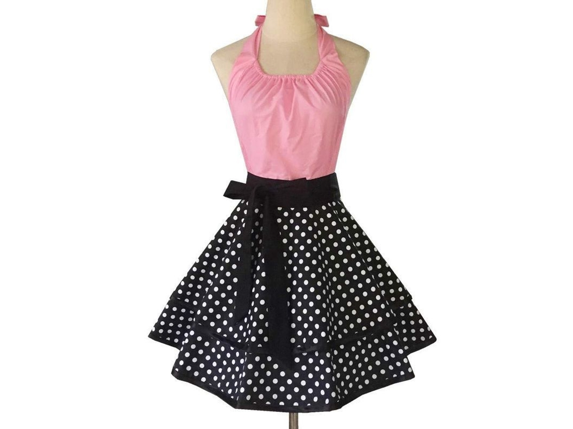 2026da-delantal Vintage Sexy Para Mujer Con Bolsillo Cute Rosa De Algodón Canvas Ajustable