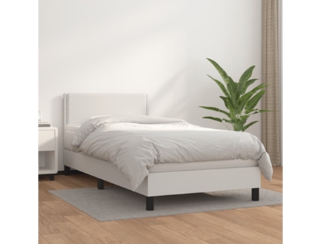 VIDAXL Cama con somier (Blanco - Cuero artificial - 203 x 90 x 88 cm)