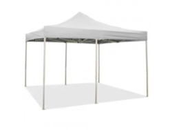 Cenador plegable blanco de 3 x 6 m revestido de PVC impermeable.