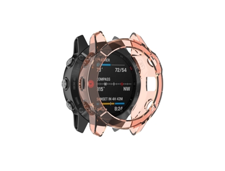 Adecuado para caja de reloj de gel de sílice TPU transparente Garmin Fenix 6X/6X Pro (naranja transparente)