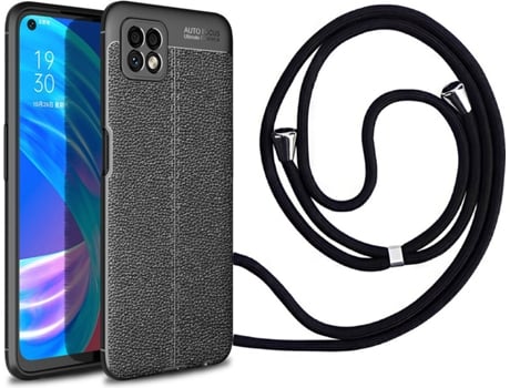 Funda Oppo A72 5G Rugged Leather con Collar Negro