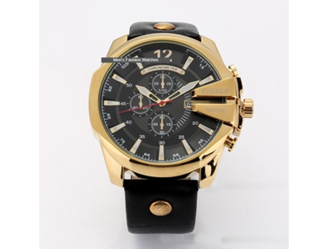 Relojes para Hombre, Relojes de Pulsera con Correa de Cuero Reloj Calendario de Cuarzo Resistente al Agua para Hombres-Concha Dorada Negra LUUCOZK