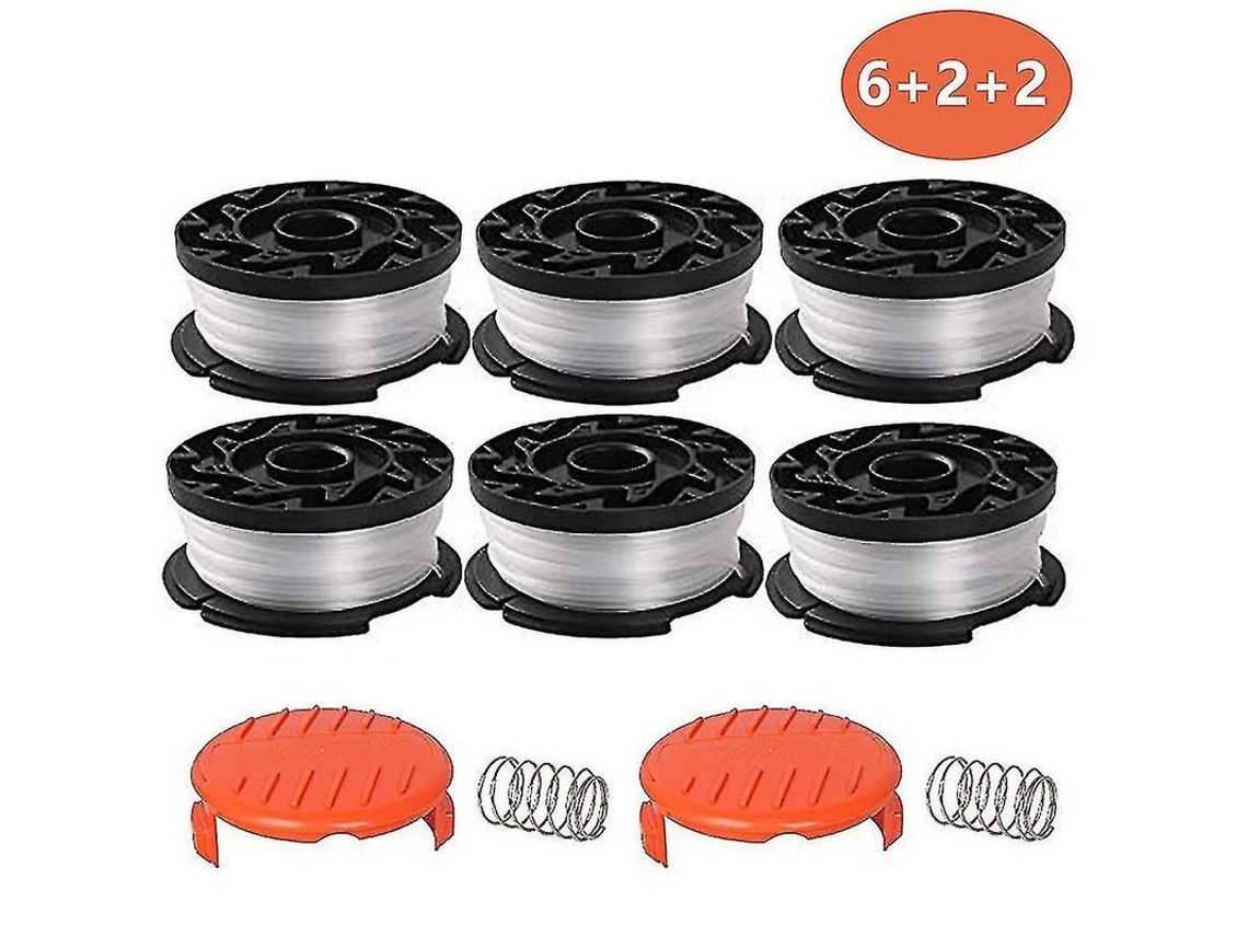 6 Bobinas De Hilo Con 2 Tapa Para Cortacésped Black Decker Recambio