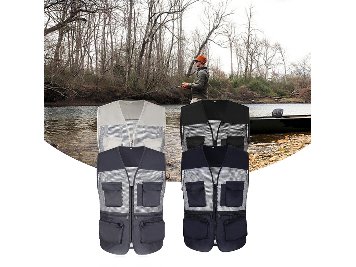 Chaleco De Pesca Transpirable Con Bolsillos De Malla Y Cremallera, Chaleco De Trabajo De Verano Para Actividades Al Aire Libre.
