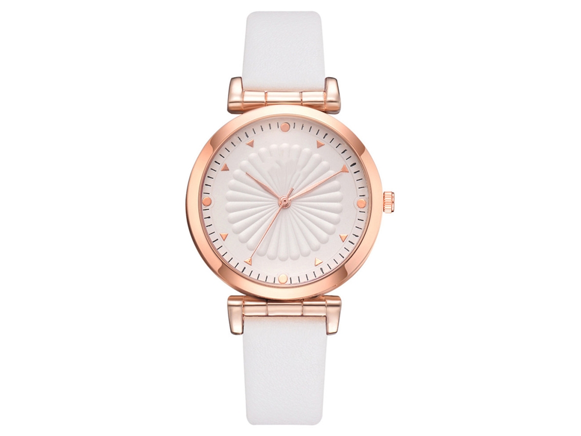 Reloj De Pulsera Informal Para Mujer Disu Con Correa De Piel Sintética Y Movimiento De Cuarzo Blanco.