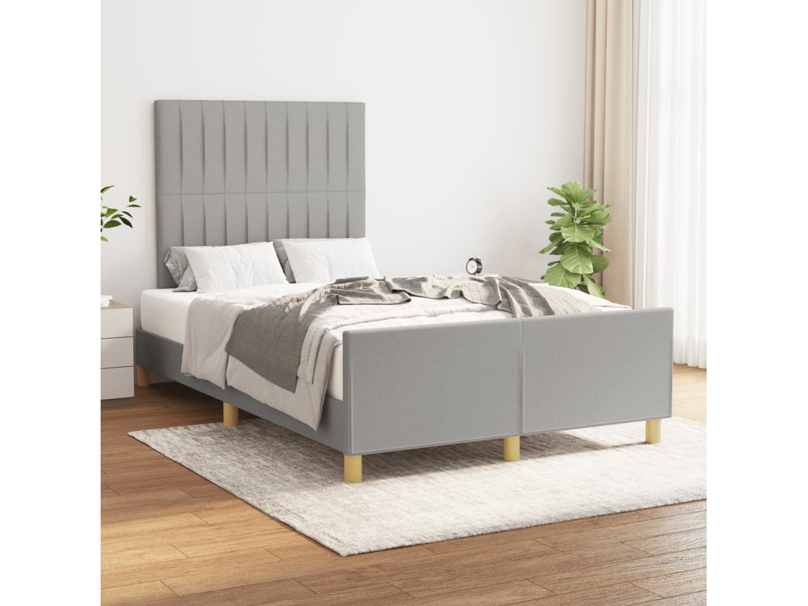 Estructura De Cama Sin Colchón Tela Gris Claro 120x200 Cm