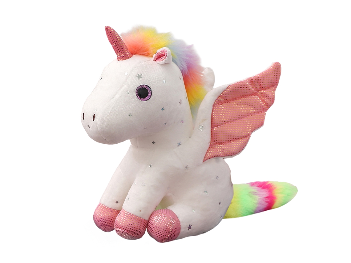 Peluche extra suave y tierno. Diseño de unicornio arcoíris. 27 cm.