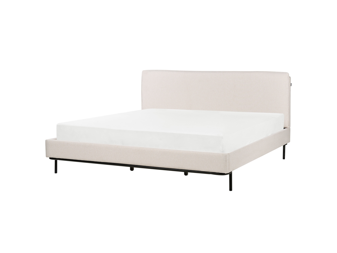 Cama con somier BELIANI Corio de Poliéster Beige 193x219x101