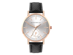 Reloj De Pulsera Unisex Con Correa De Pu, Esfera Redonda, Movimiento De Cuarzo Analógico, Estilo Casual, Blanco/negro.