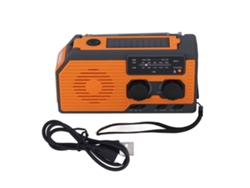 Mali rádio de Emergência Solar com Manivela Lanterna Led Carregador Usb Bateria 5000mah Ipx3 Laranja Us