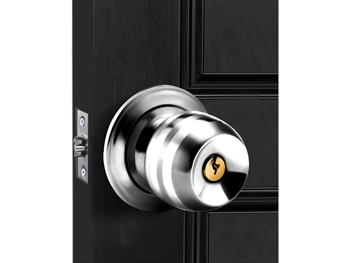 Cerradura De Puerta, Perno Acero Inoxidable, Deslizante, Perilla Con Cerradura Y Llaves, Bola For Baño, Dormitorio,