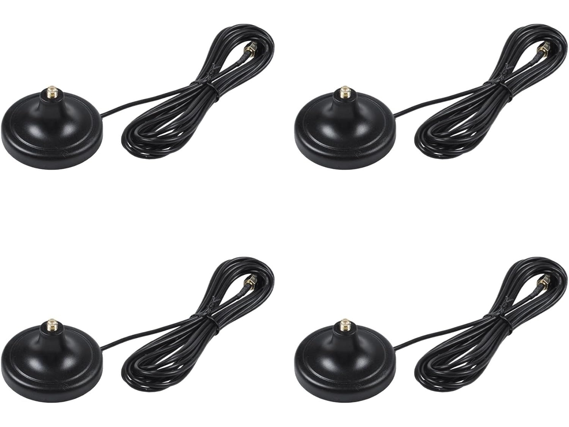 Extensión De Antena Wifi 4x De Cobre Puro Rp-sma Macho A Con Base Magnética, Cable De 3 Metros Para
