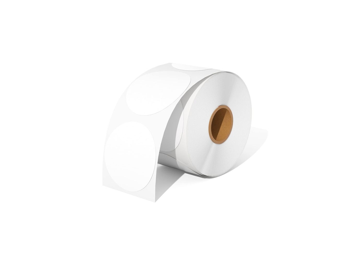 (blanco 30mm) Etiqueta Térmica Autoadhesiva Redonda, Fabricada Con Material De Etiqueta Térmica Y Papel Autoadhesivo.