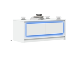 Mesa De Centro Con Luces Led Madera Ingeniería Blanca