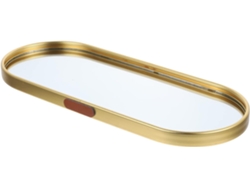 Bandeja Para Joias Com Espelho Dourado, 30x12 Cm, Metal Leve, Organizador Decorativo