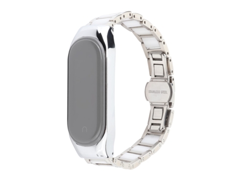 Correa de acero inoxidable para Xiaomi Mi Band 3/Mi Band 4 - tres cuentas blancas
