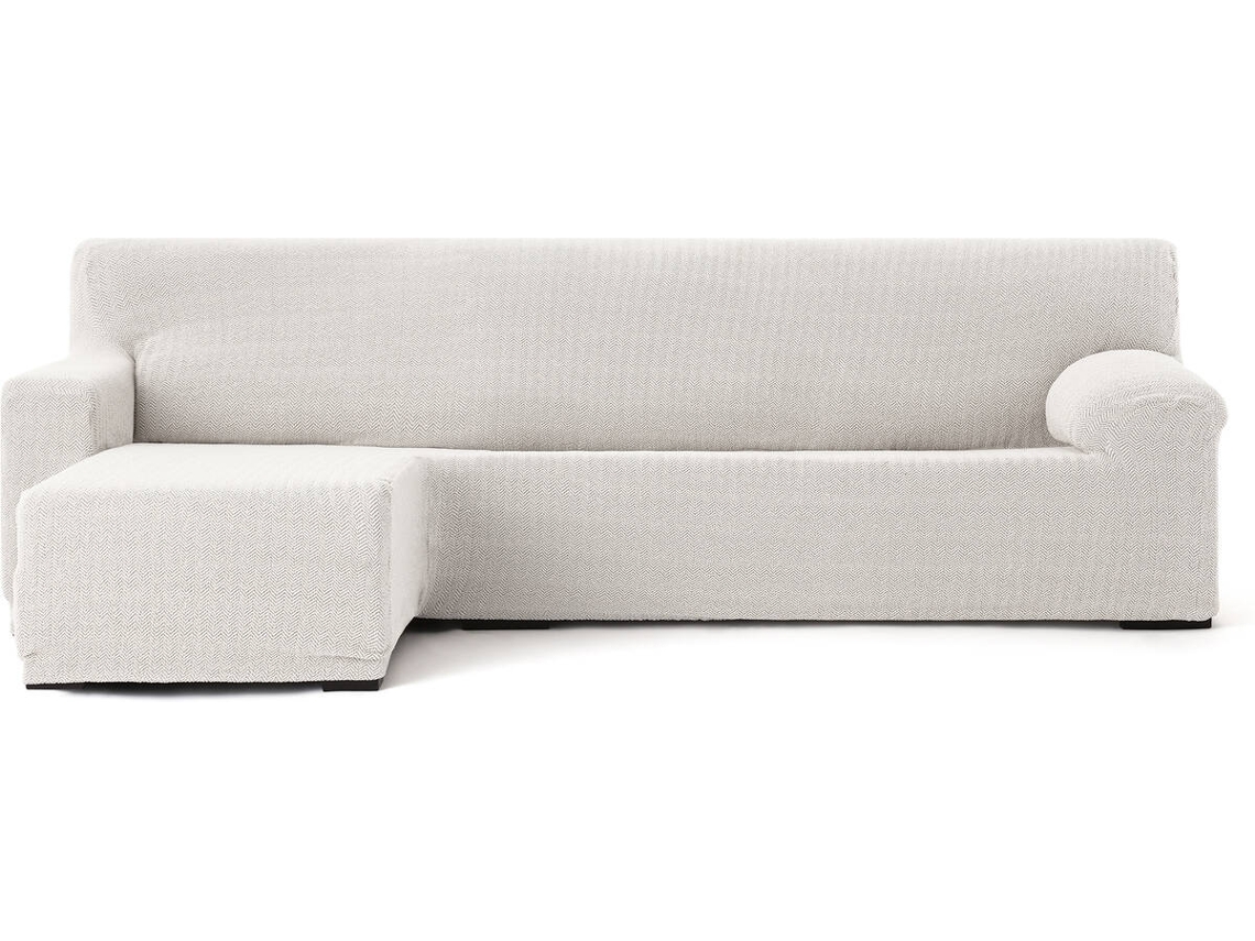 Funda de Chaise Longue Izquierda para Brazo Corto EYSA Premium Jaz Tejido Multielástico (250-360 cm - Poliéster y Algodón - Crudo)