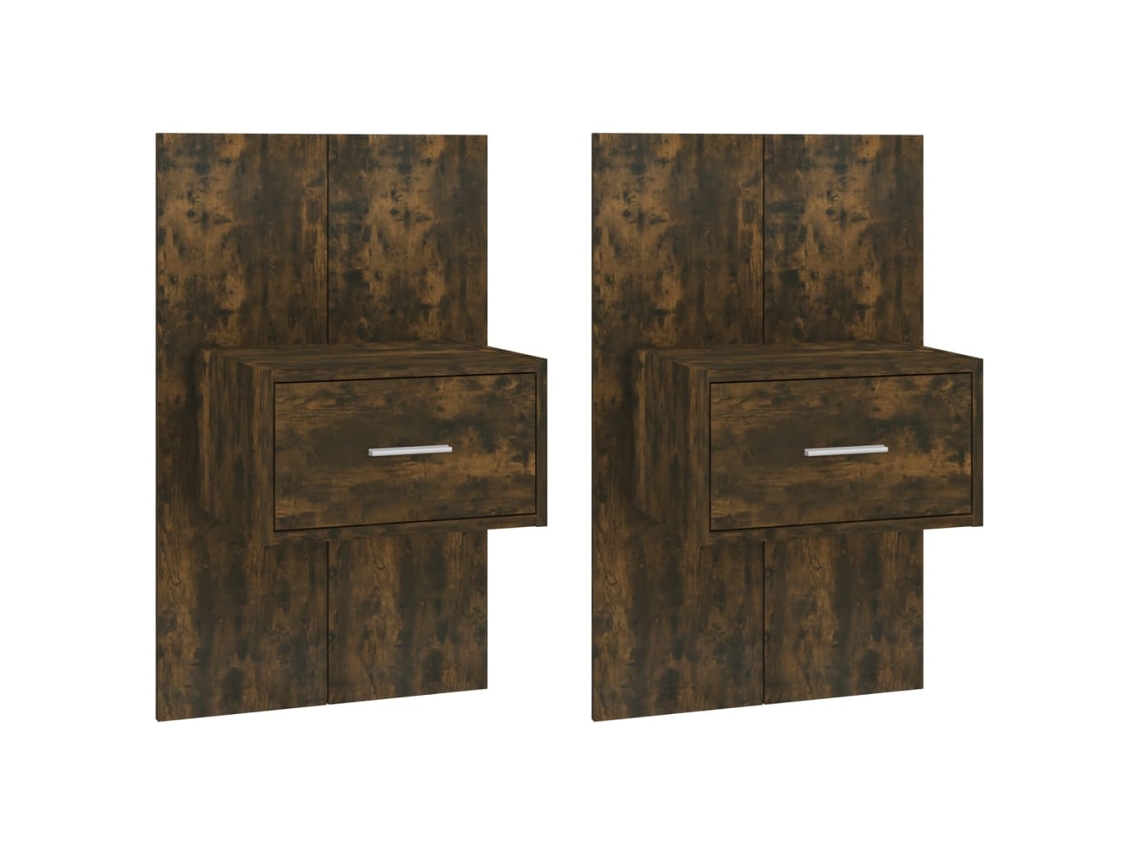 Mesitas de noche de pared, 2 piezas, roble ahumado, MAISON EXCLUSIVE