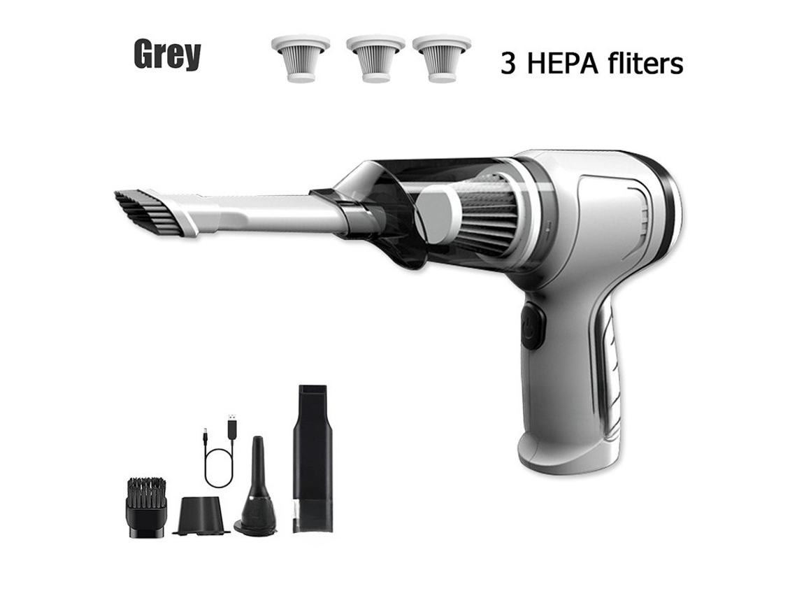 Aspiradora Portátil Para Coche, Soplador Y Aspiradora 2 En 1 (con 3 Filtros, Blanca) Czhhmart