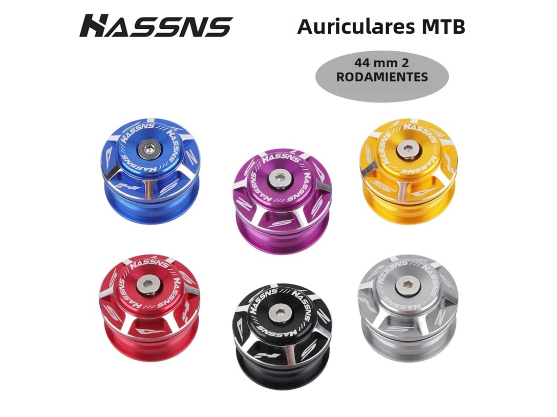 Juego de dirección para bicicleta de montaña Hassns de 1 1/8" y 44 mm con rodamientos de empuje integrados y cazoletas de horquilla. Vayotoy para ciclismo.