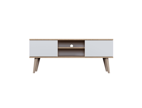 Mesa de Tv Toronto 120 Cm Branco e Madeira