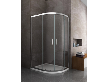Cabina de Ducha GIORGY 6 mm Semicircular Angulada con Perfil Cromado y Reversible Sx con Plato Incluido - 80 x 120 cm