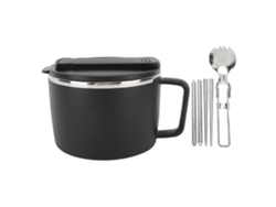 Tigela De Macarrão Instantâneo De Aço Inoxidável 304 1200ml Com Tampa, Pauzinhos E Colher