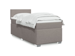 Cama Box Spring Con Colchón Tela Gris Taupe 90x190 Cm