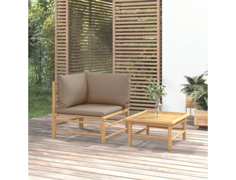 MAISON EXCLUSIVE Set de muebles de jardín 2 piezas bambú y cojines gris taupe