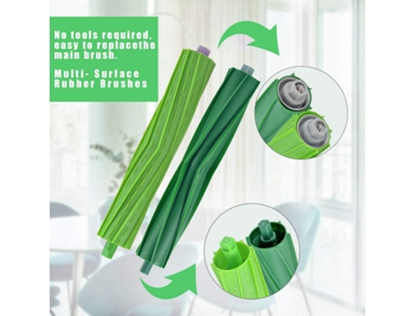 Piezas de repuesto para el kit de reabastecimiento, cepillos de filtro y cepillos de goma de Irobot Roomba series E e I