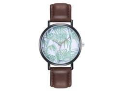 Relógio Feminino De Pulso De Moda Quartzo Com Dial Redondo E Pulseira De Couro Cinza
