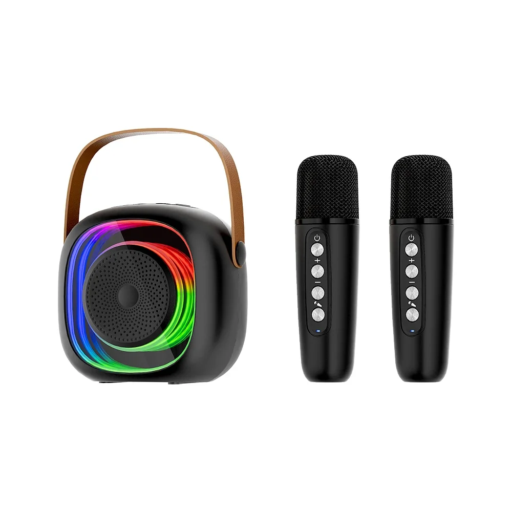 Altavoz Bluetooth (negro), Equipado Con 2 Micrófonos, Que Puede Utilizarse Como Máquina De Karaoke.