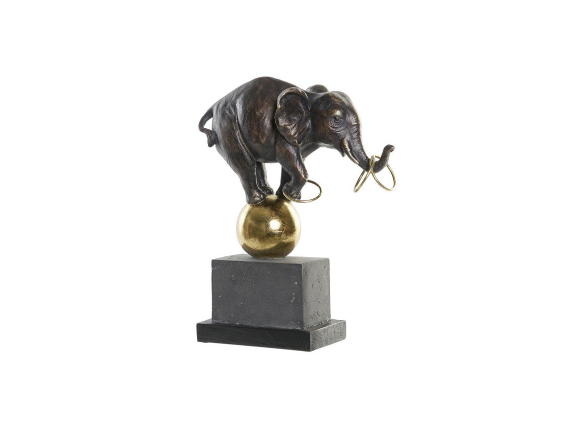Figura de elefante negro en resina y metal, 31x13x41cm ALEXANDRA HOUSE LIVING