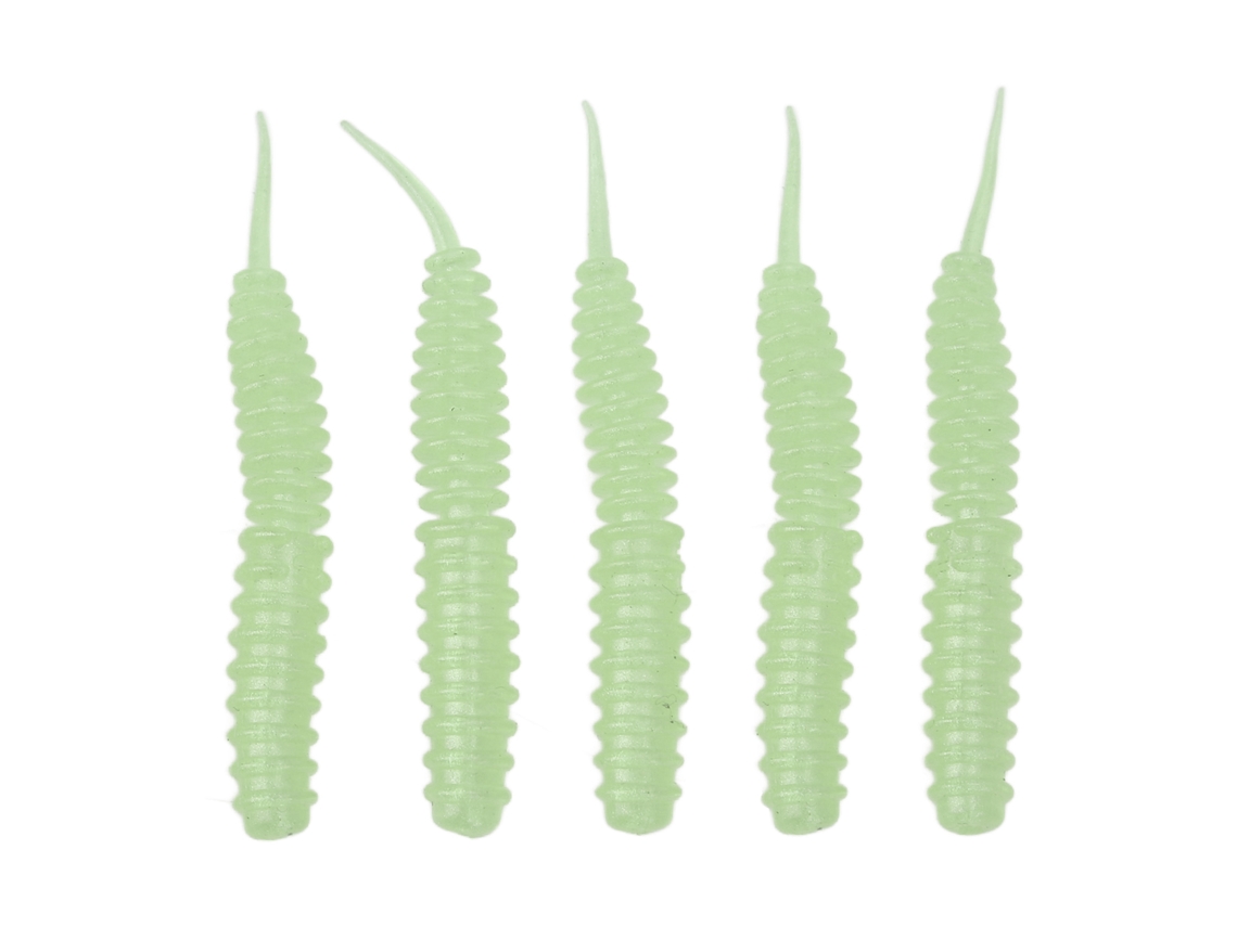 5 Piezas De Cebo Artificial Threaded Maggot Con Cola De Aguja, Gusano Luminoso Suave Para Pesca