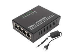 Convertidor De Medios Monomodo De Fibra A Ethernet Con Doble Puerto Rj45 De 100 Mbps, Plug And Play