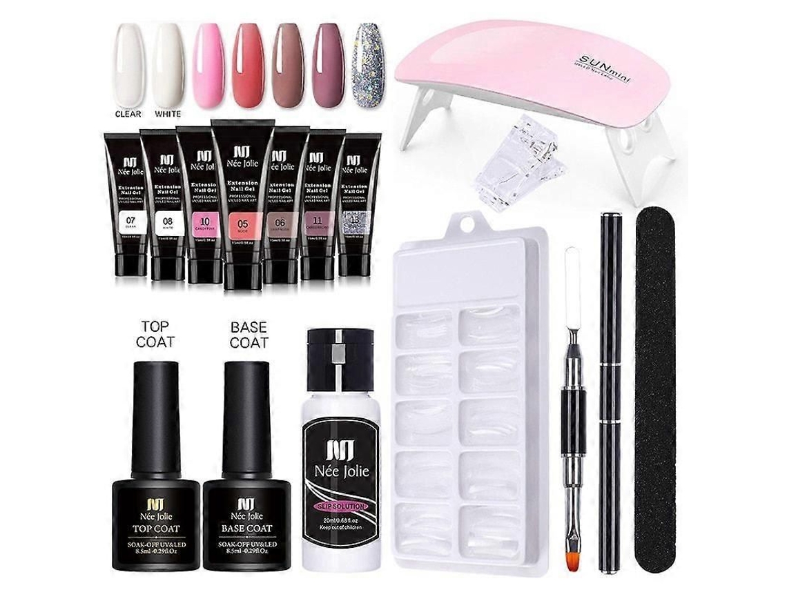 Kit completo de manicure com gel para unhas Poly Nail Gel, lâmpada LED de 6W, extensão rápida de unhas, ferramentas para unhas Polygel, 4 unidades GOKOCO