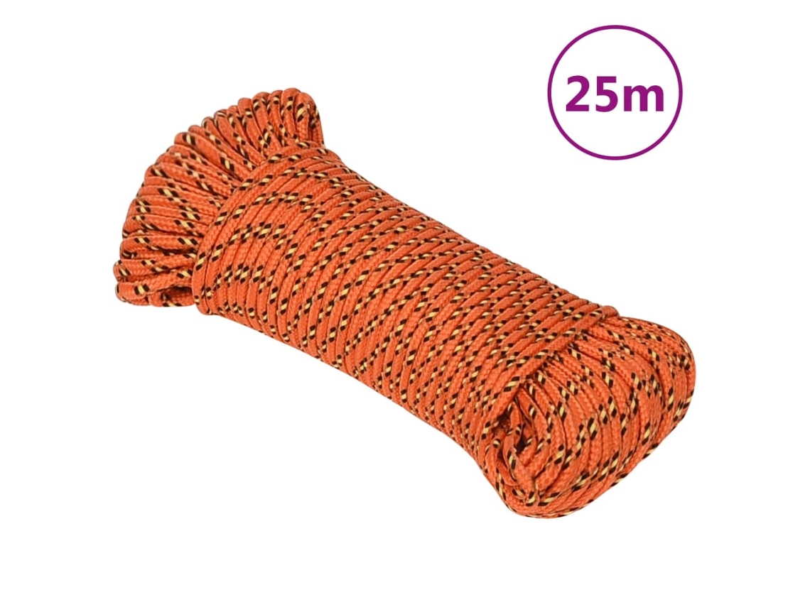 Cuerda De Barco Polipropileno Naranja 3 Mm 25 M