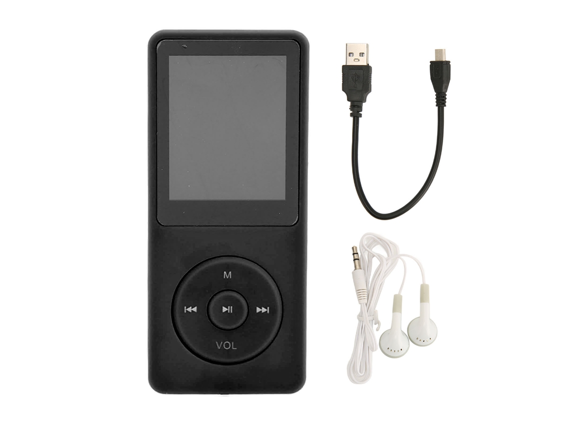 Mp3 Player Com Tela Tft Hd 1.8 Polegadas Microfone Integrado Função Fm Música Portátil Preto