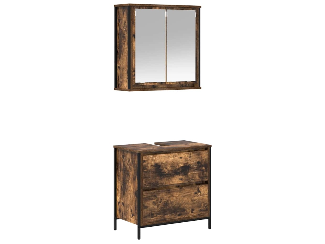 Maison Exclusive - Set De Muebles Baño 2 Pzas Madera Contrachapada Roble Ahumado