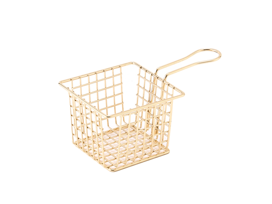 Cesta Portátil De Hierro Fundido Con Asa Para Freír Patatas Fritas, Ideal Para Restaurantes Y Hogares, Imitación De Oro.