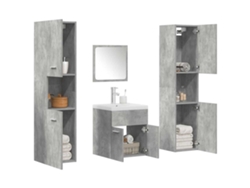 Muebles de baño combinados de 5 piezas derivados de madera gris cemento Wsd77514 Lovely Home