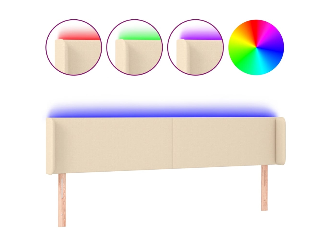 Maison Exclusive - Cabecero Con Led De Tela Crema 183x16x78/88 Cm