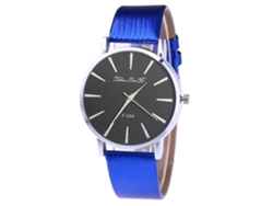 Reloj De Pulsera Unisex Para Parejas Con Correa De Pu, Movimiento De Cuarzo De Aleación, Sencillo, Moderno, Azul.