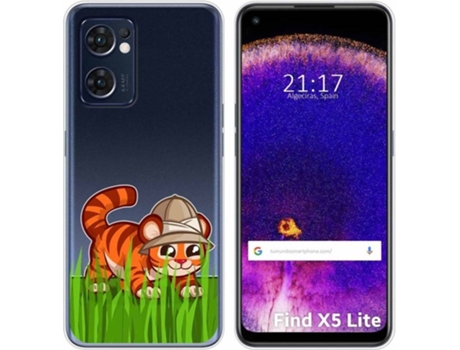 Carcasa Oppo Find X5 Lite 5G TUMUNDOSMARTPHONE Dibujos Transparente Tigre Multicolor